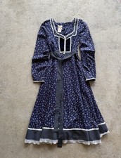 Vintage 70s Gunne Sax Prairie Calico Floral Lace Maxi Dress Women  s Size 7