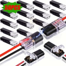50X Double-Wire Plug-in Connector, Cable Clamp with Locking Buckle, AWG 18-22