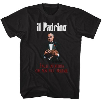 Godfather Poster 2 Kurzarm Herren T-Shirt Schwarz Crew Neck Baumwolle Regular