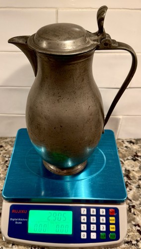 Antique Dutch Pewter Flagon Touchmark, Hinged Jacobshell Lid, Early 19th Century - Picture 17 of 24
