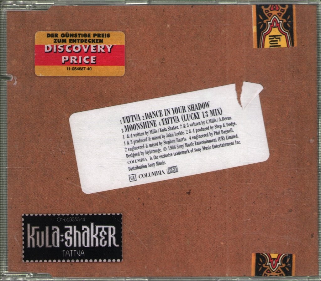 Kula Shaker Tattva CD Europe Columbia 1996 CD. deletion cut to spine KULACD3
