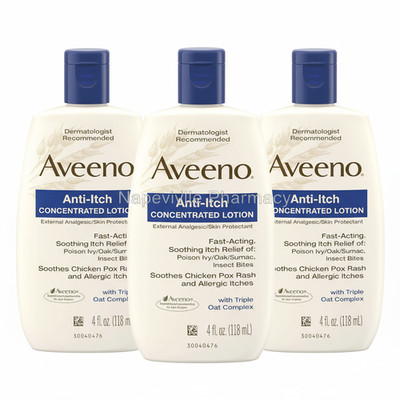 3 Pack  AVEENO Lotion Anti-Itch Concentrated 4 Oz ( 118 ml ) Each Fast Shipping
