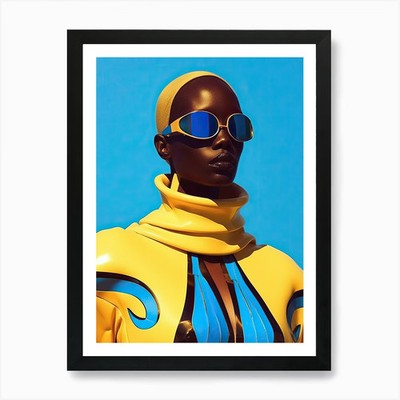 Orbiting Trends: Afrofuturist Fashi Framed Wall Art Poster Canvas Print Picture