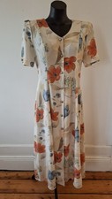 Vintage Anywear Beige Floral Maxi Button  Dress Size 12 Aust Made 
