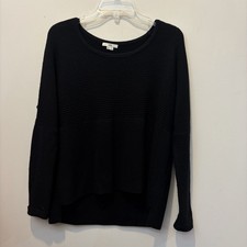 Helmut Lang Women's Black Ribbed Wool Crewneck Sweater Small