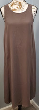 Eileen Fisher Shift Dress Womens XXS Brown Relaxed Fit Sleeveless Side Slit