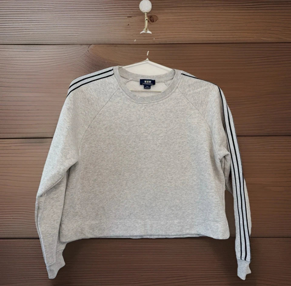 Sudadera MAEVE ANTHROPOLOGIE Mujer Gris Mediana Deportiva Plateada Rayas Cuello Redondo Foto 2 de 4