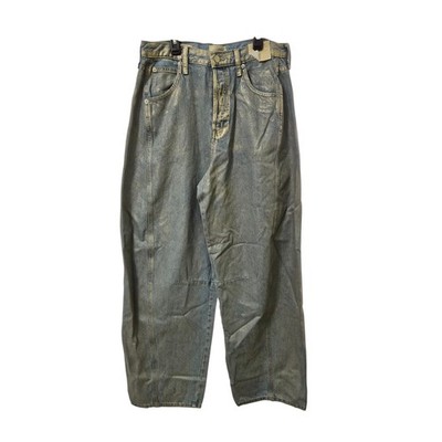 Universal Thread High-Rise Curved Leg Jeans Women s 10 Button Fly Silver Paint