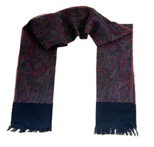 VINTAGE CHRISTIAN DIOR CASHLUXE PURPLE BLACK PAISLEY KNIT NECK SCARF UNISEX