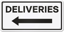 Deliveries with Left Arrow Sign, 12" X 6" Aluminum Delivery Sign for Home, Offic