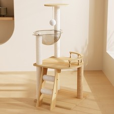 Modern Cat Tower Wood Tree Tower Indoor Treewith Sisal-Covered Scratching Posts