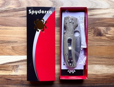 New Spyderco Shaman Green Micarta M4 Satin C229MPM4 - Discontinued 