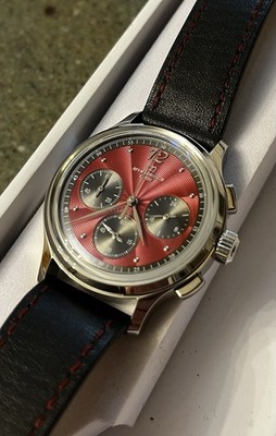 Mysterious Code 38mm chronograph VK64 quartz red dial black strap