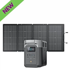 QTY 2 EcoFlow DELTA 2 Portable Power Station 1024Wh + One 220W Solar Panel 3 KIT