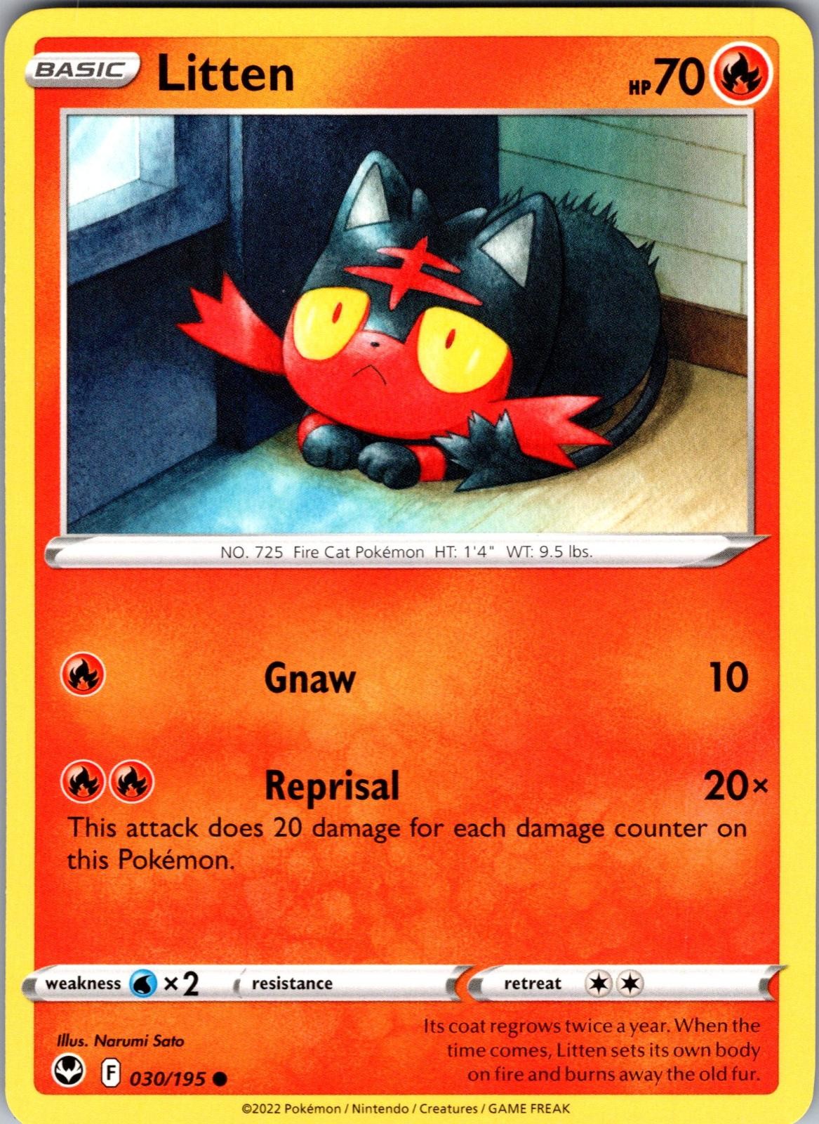 Litten Silver Tempest 030/195 Common Pokemon Near Mint
