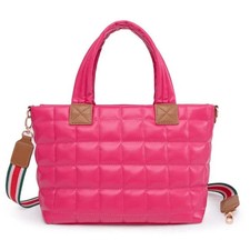 Womens Puffer Tote Bag with Zipper Quilted Puffy Bag Lightweight Crossbody Ho...