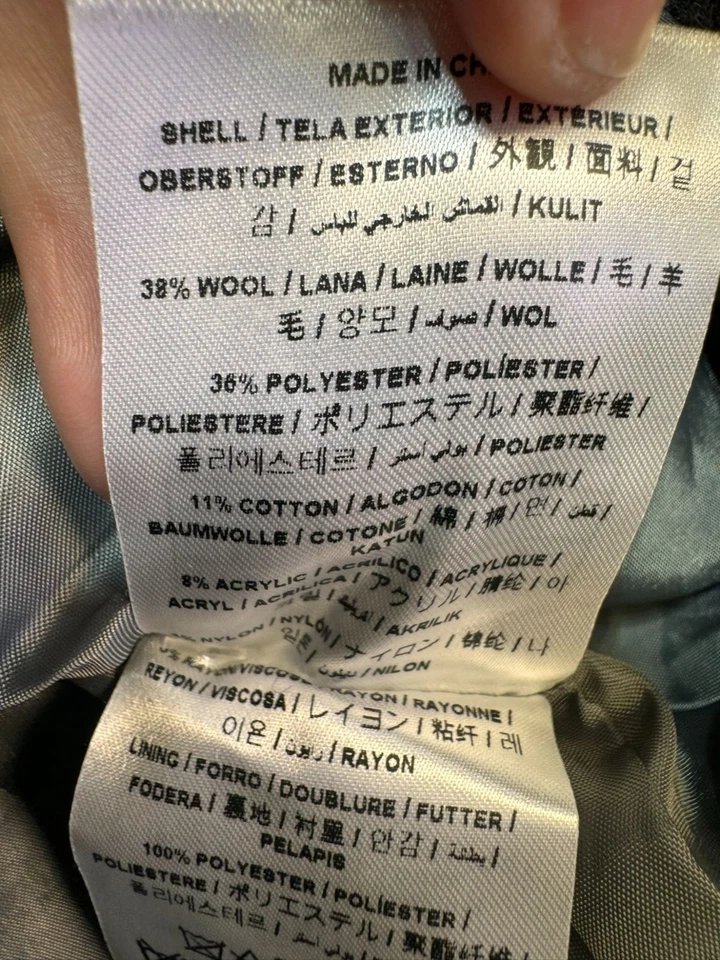 Casaco feminino Guess com peito duplo Preppy Academia mistura de lã cinza tamanho P/P - Imagem 4 de 4