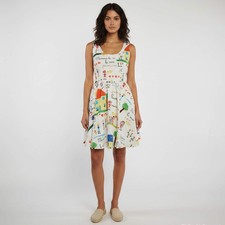 Dolce Gabbana White Viva la Mamma Print Cotton Mini Dress M