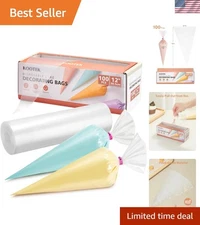 12" Anti-Burst Disposable Piping Bags - 100 Pack for Effortless Cake Decorating