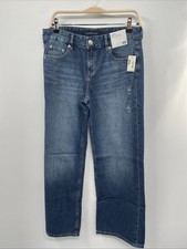 Aeropostale Jeans Womens 4 Short Blue Denim Aero Baggy Wide Leg Lightweight NWT