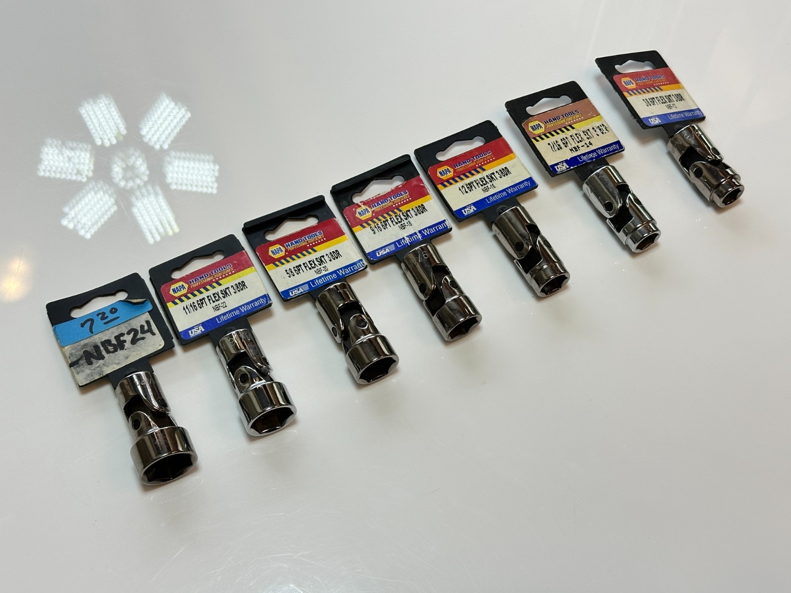 NAPA Tools USA 7pc SAE 3/8-3/4” Swivel Universal Socket Set, 3/8” Drive, NEW NOS