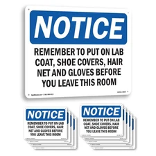 Remember To Put On Lab Coat Shoe Covers OSHA Notice Sign Or Decal - 5 or 10 Pack