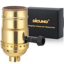 DiCUNO UL Listed 3-Way Lamp Socket Replacement, E26 Standard 1-Pack, Gold