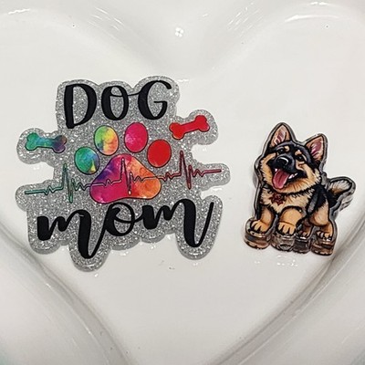 Dog Mom German Shephard Flatback Focal Bead Badge Keychain Crafts Beaded Pen 