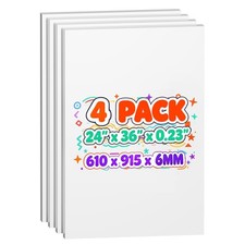 4 Pack Foam Board 24"x36", 0.23 Inch Thickness White Poster Board, Double-Sid...