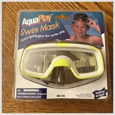 Aqua Play Jr. EM-1125 Goggles - 1997 NOS - Aviator Mask - Greenish Yellow