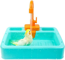 Bird Bathtub,Parrot Shower Box,Automatic Parakeet Bathtub with Faucet,Bird Bathi
