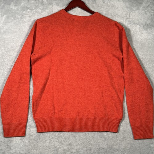 Polo Ralph Lauren Sweater Mens Medium Orange Lambswool V-Neck Pony Logo Vintage - Picture 8 of 9