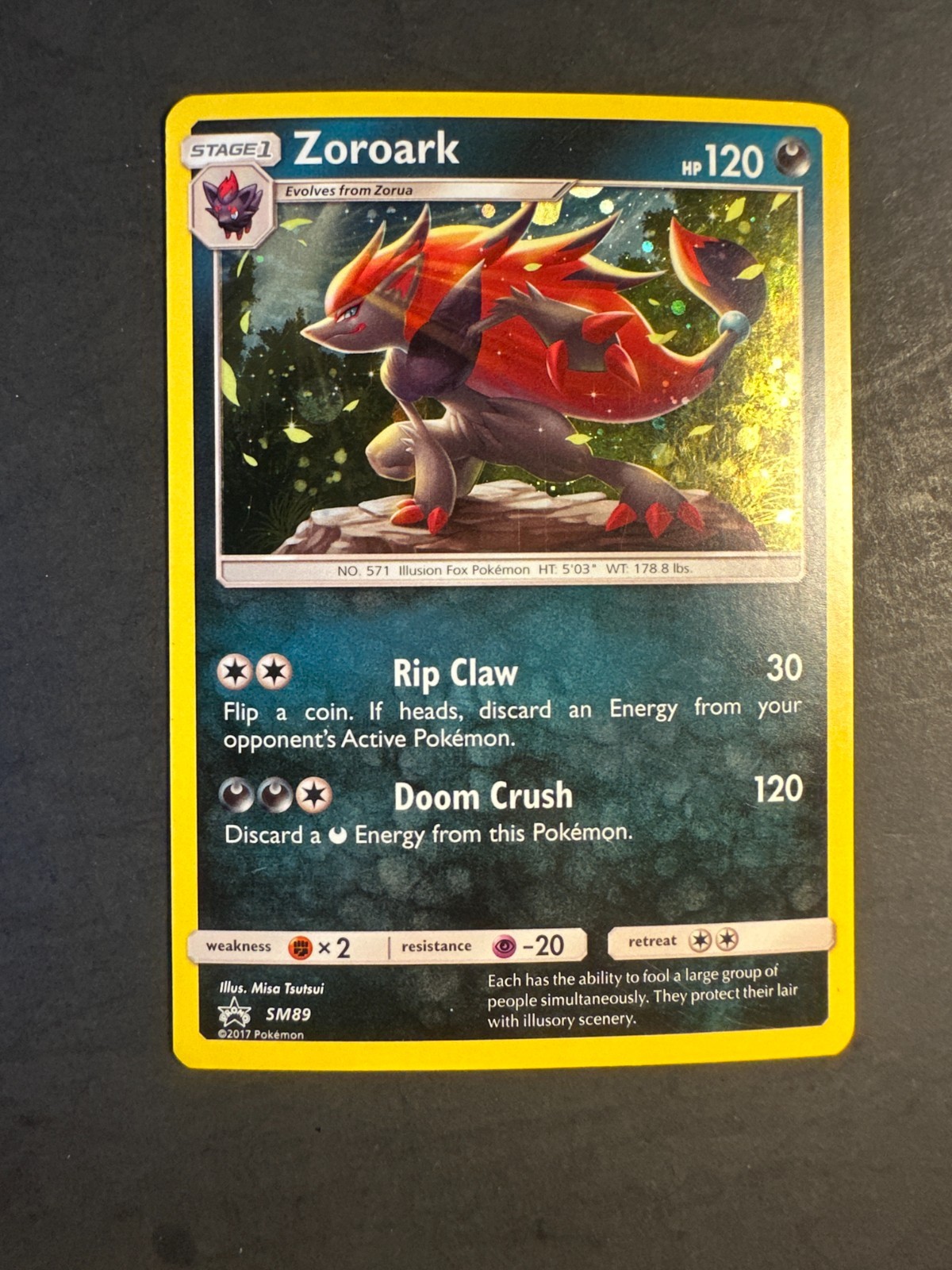 2017 Pokemon Sun Moon Black Star Promo Zoroark SM89 Cosmic Holo foil Holographic