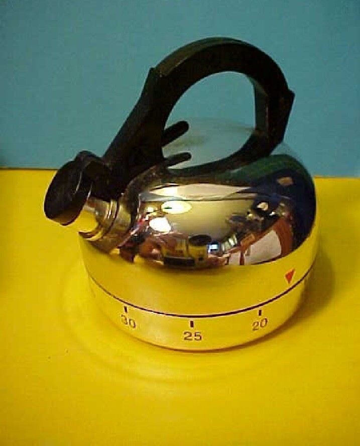 CHROME TEA KETTLE 60 MINUTE MECHANICAL KITCHEN TIMER