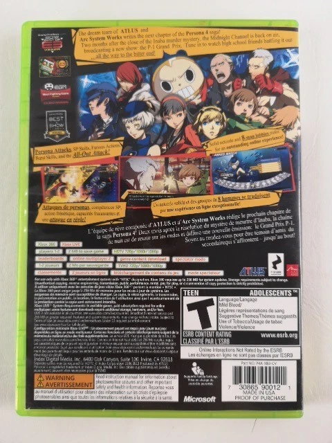 Persona 4: Arena (Microsoft Xbox 360, 2012) CIB Complete Tested Excellent Game  - Image 2 of 4