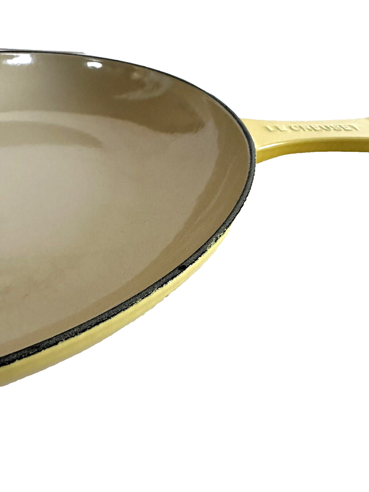AUTHENTIC LE CREUSET ENAMELED CAST IRON SHALLOW FRY PAN BRIGHT YELLOW