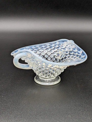 Fenton Little Opalescent Moonstone Hobnail Basket