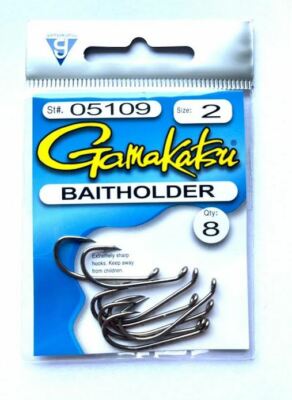 Gamakatsu 05109 Baitholder Hooks, Bronze - Size 2 - 8 Hooks/Pack - Free Ship!