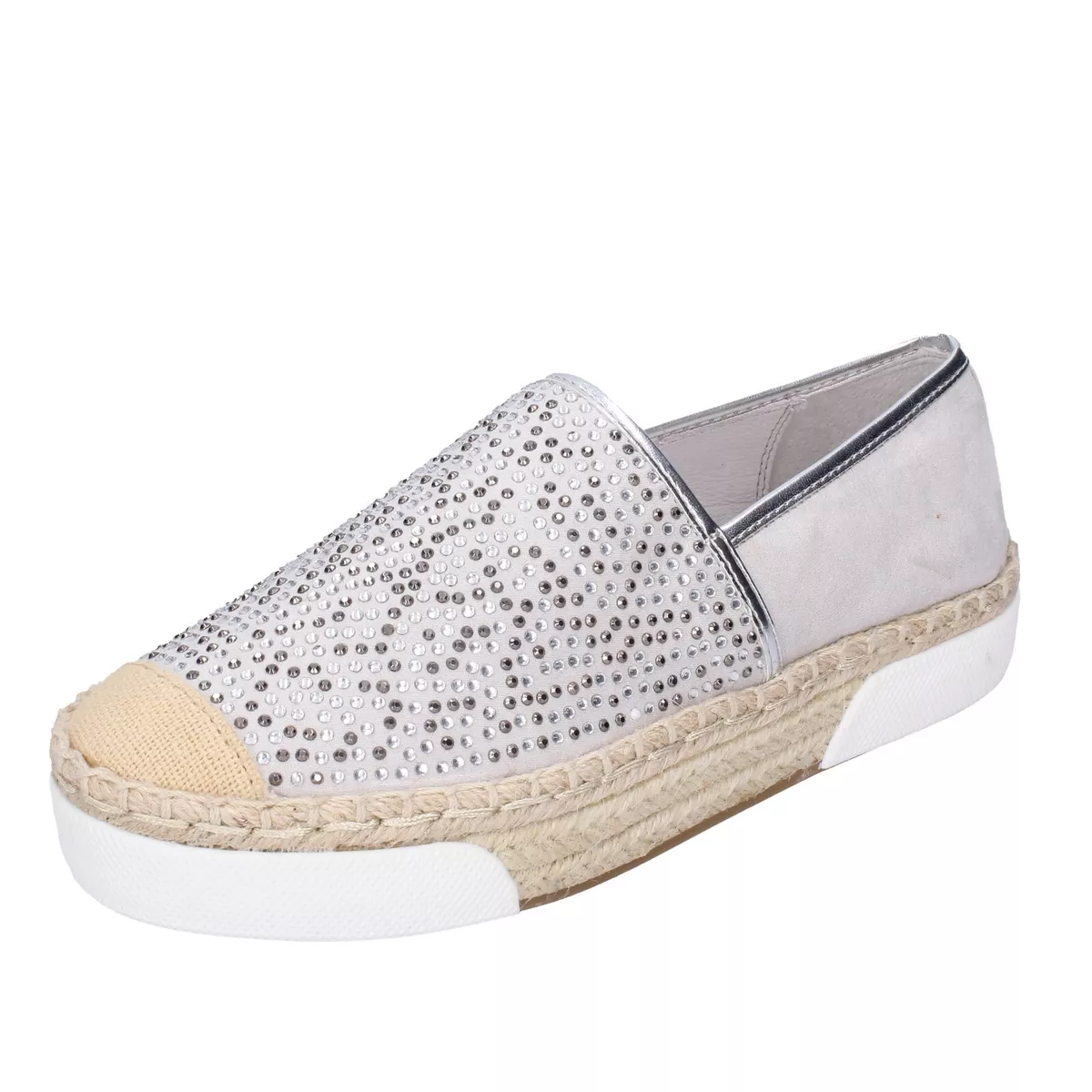 shoes women CAF NOIR 3 UK 36 EU espadrilles silver synthetic suede DG732
