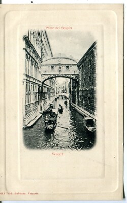 Italy Venezia - Ponte dei Saspiri old Fred Gobbato embossed frame postcard