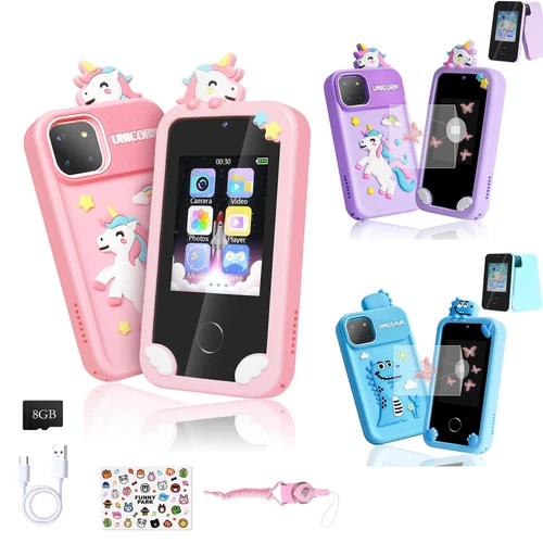 Kids Smart Phone Touchscreen Phone Dual Cameras+8GB SD card for Girls Boys Gift