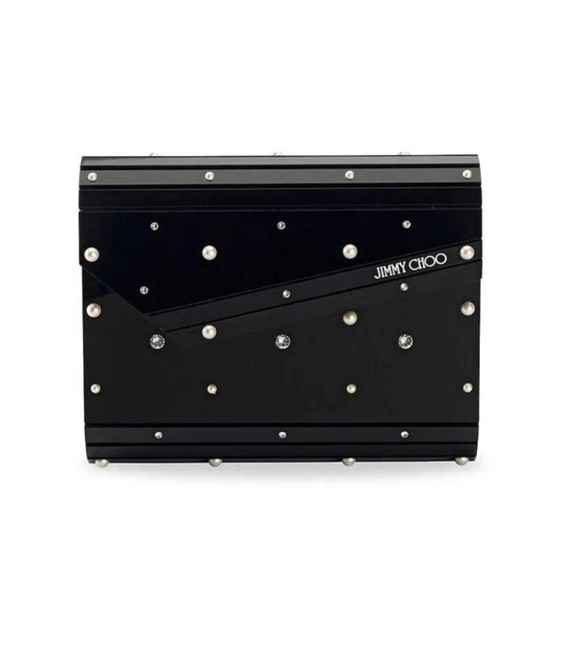 Jimmy Choo украшенный камень конфеты застежки цепочка вечер сумочки черный блеск новый - Изображение 2 из 4