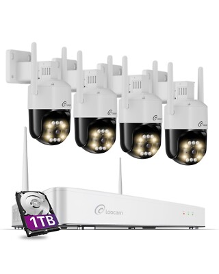 Loocam 4K 8CH Wi-Fi 6 Wireless Security Camera System 1TB, Spotlight Siren Alarm