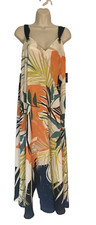 FOREVER 21 Maxi Dress M Print Tie Shoulder Summer Vacation Swim cover Beach NEW