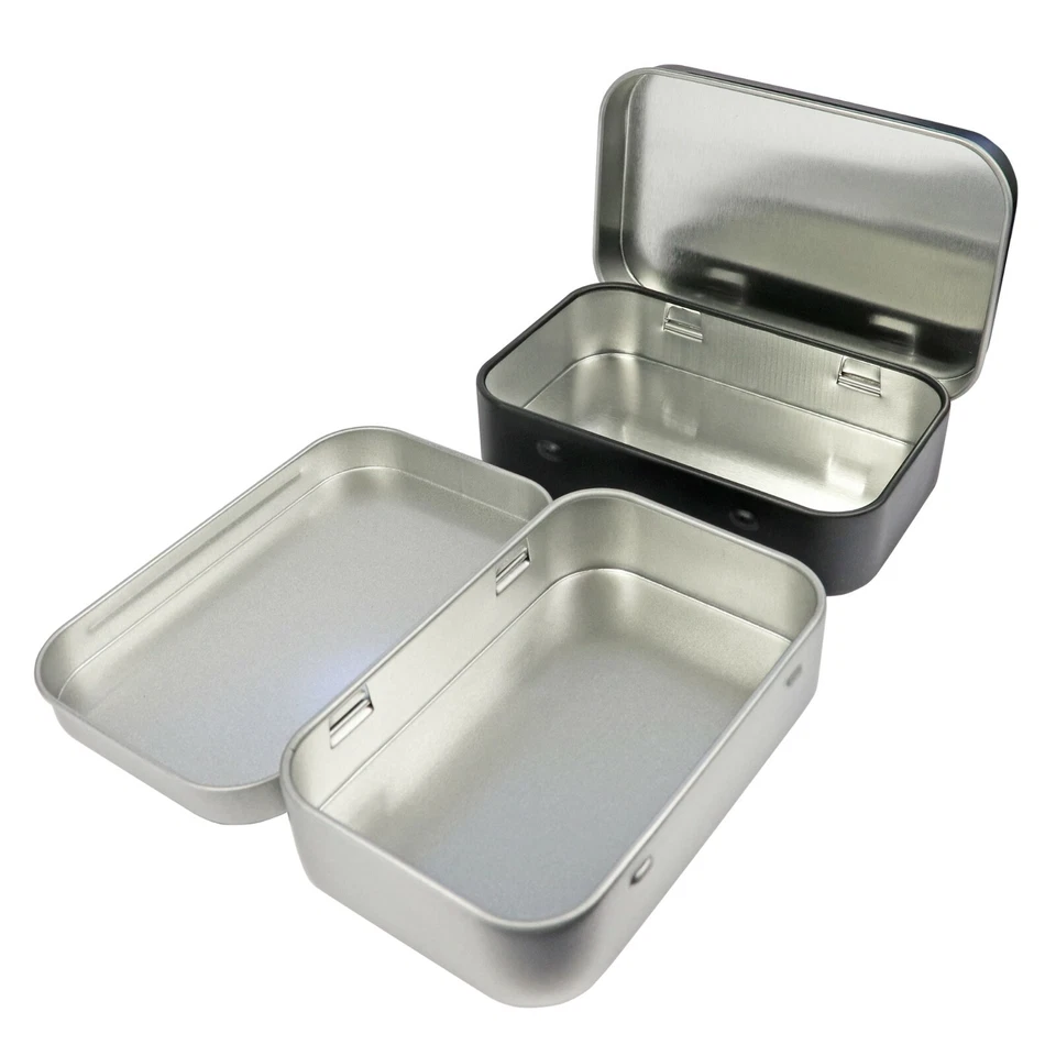 Metal Rectangular Empty Hinged Tins Box Containers 3.75 x 2.45 x 0.8 Inch Silver - Image 2 of 4
