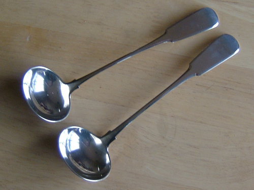 good pair of antique scottish provincial silver ladles, jamieson