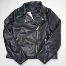 Ci Sono By Cavalini Jacket Womens Medium Black Soft Vegan Leather Motorcycle Nwt