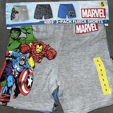 Marvel Character Kids Sz 5 - 3-Pack Fleece Short Set