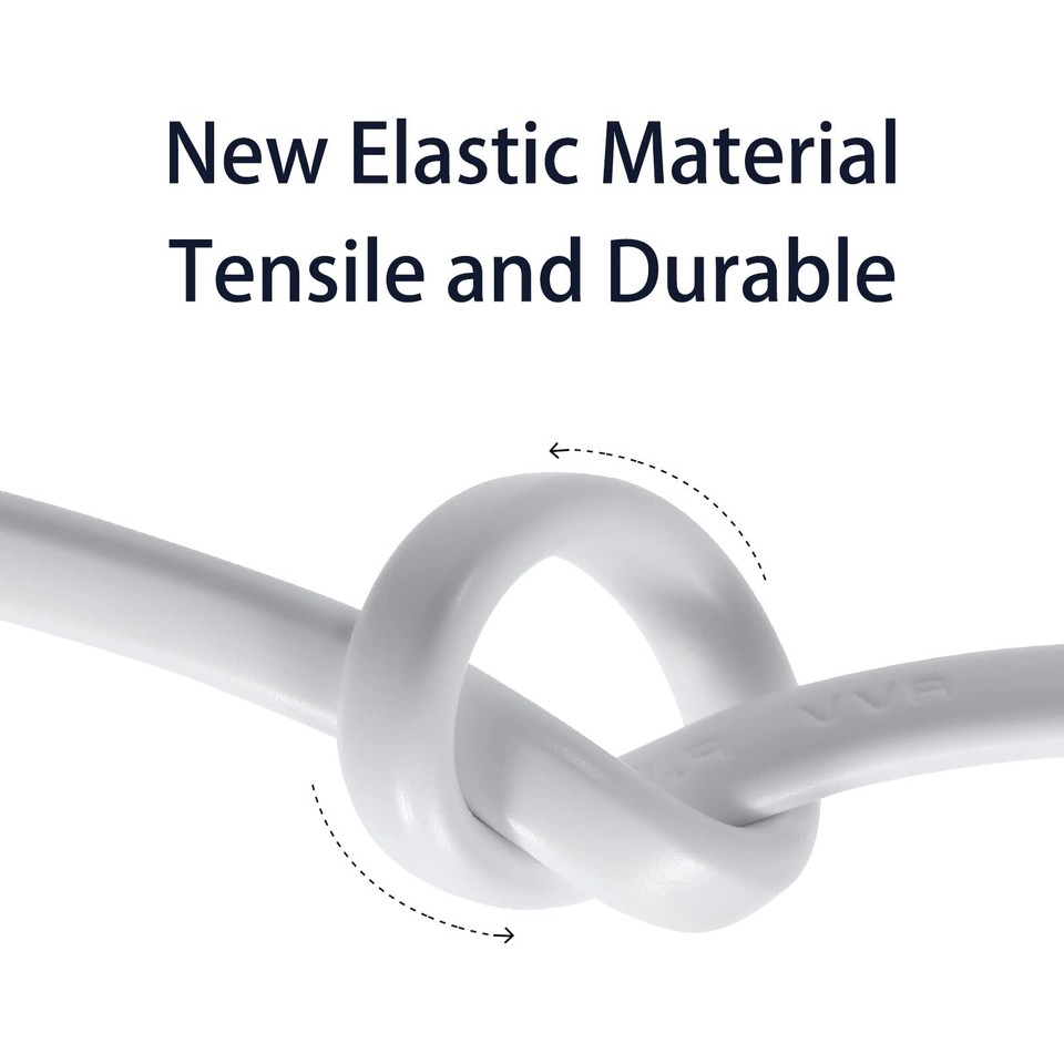 White Extension Cord 15 Ft Flat Thin Power Extension Cord US 2Prong