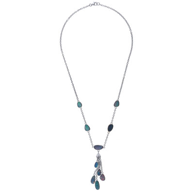 Ladies Necklace Real Silver 925 Sterling with Boulder Opal 46cm Long Y Necklace